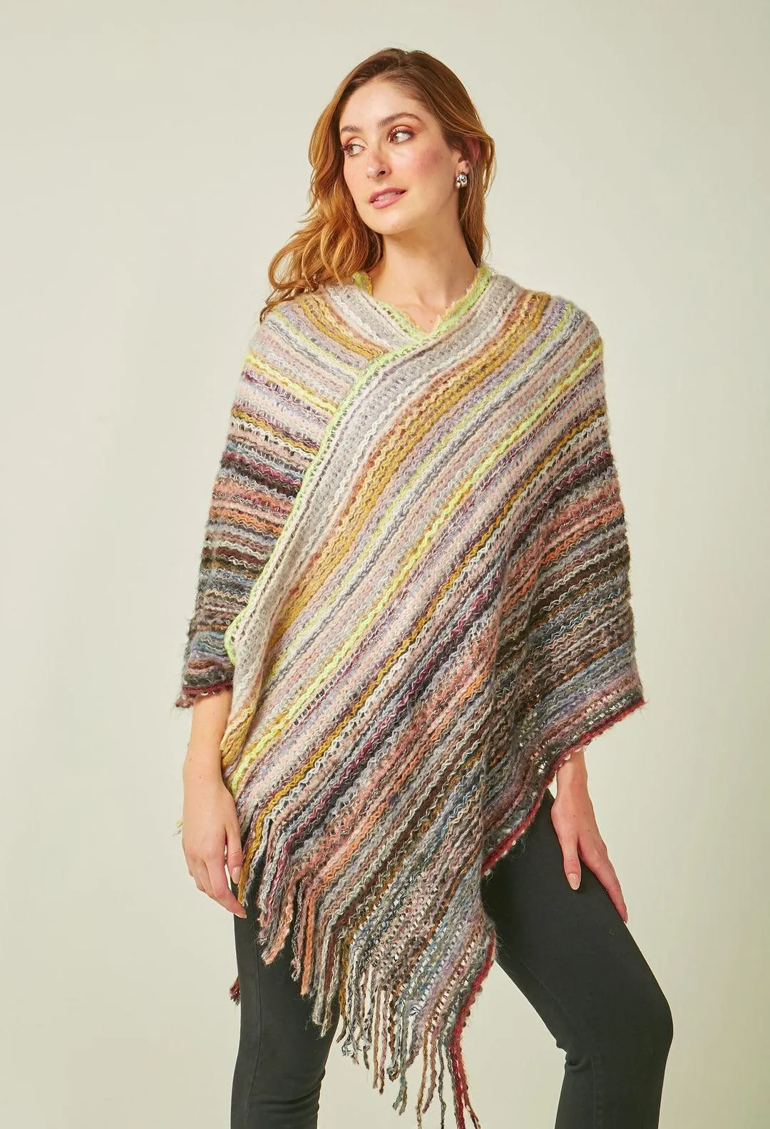 Poncho Rayas Mujer - SALE