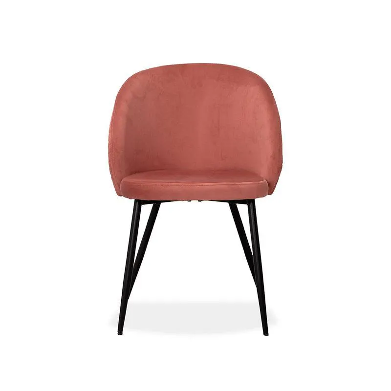 Silla De Comedor Noelia Terciopelo Rosa/Base Metal Negro
