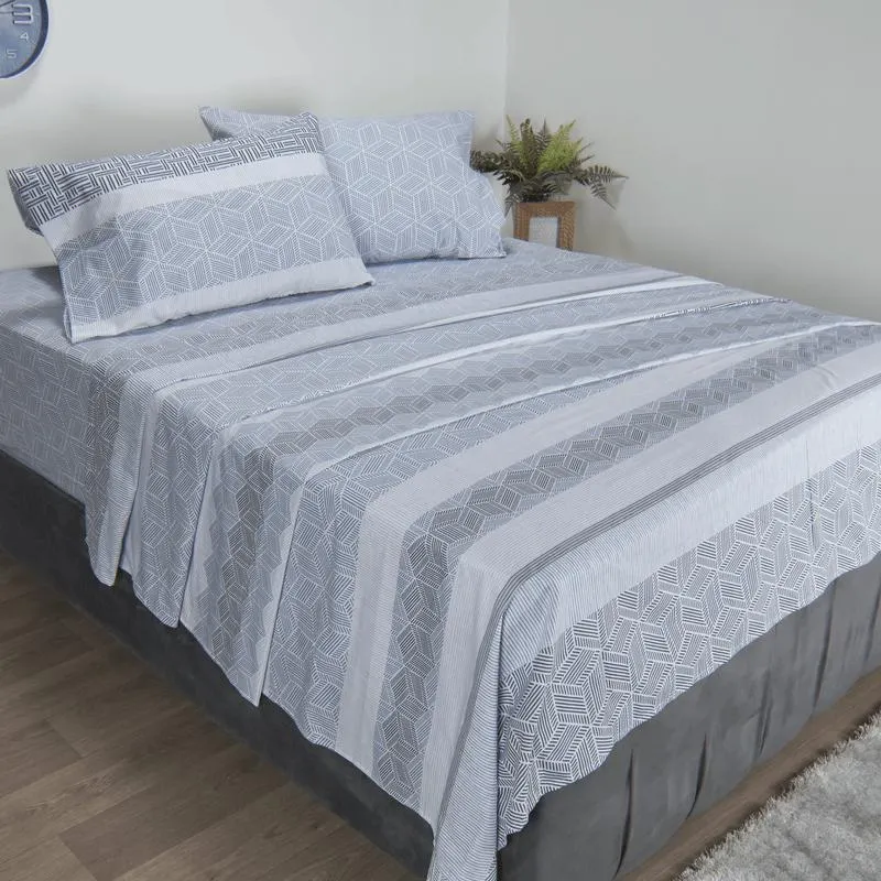 Juego de sábanas en tela 144 hilos estampado vignelli