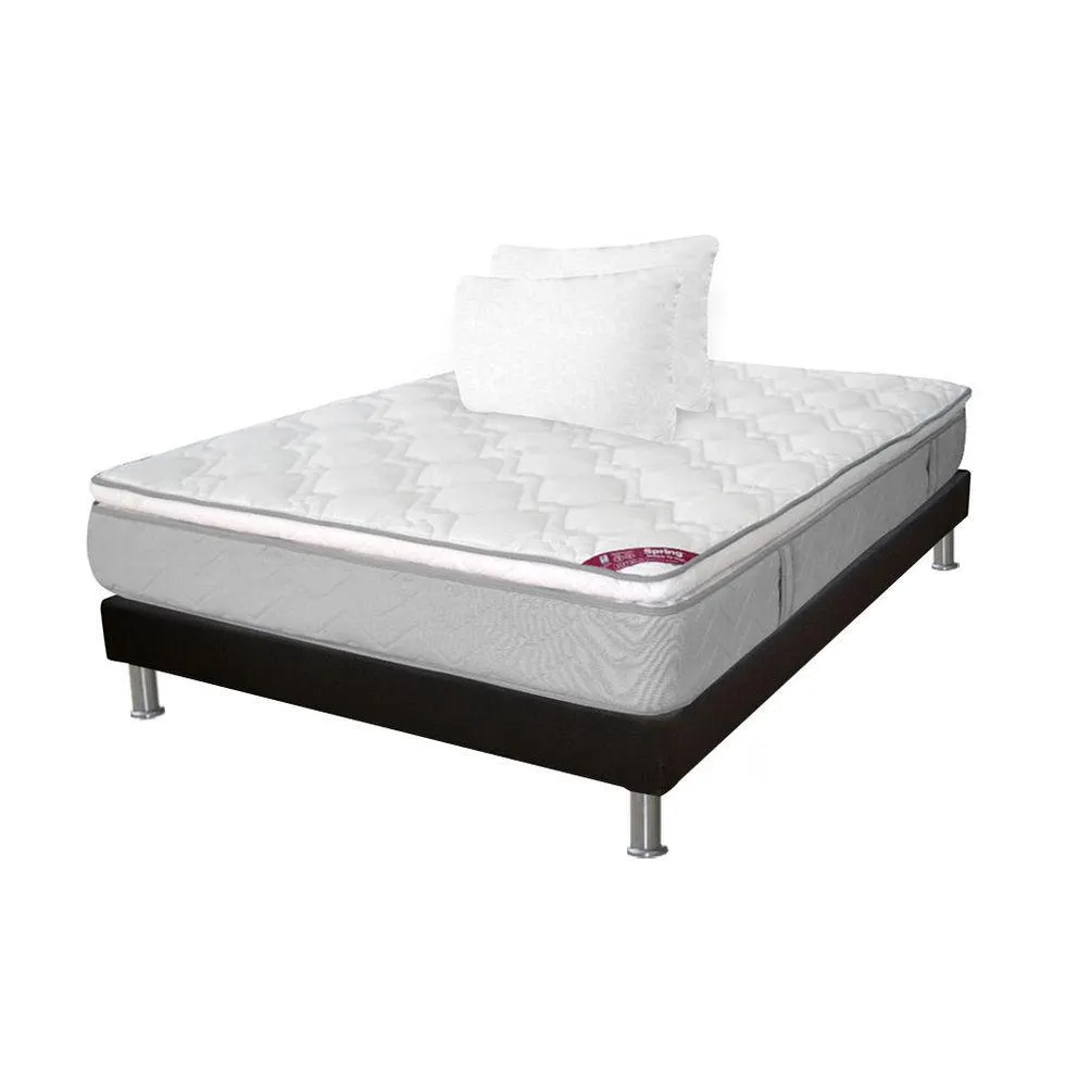 Combo Colchón New Healthy+ Base Milan Negro + Almohadas King