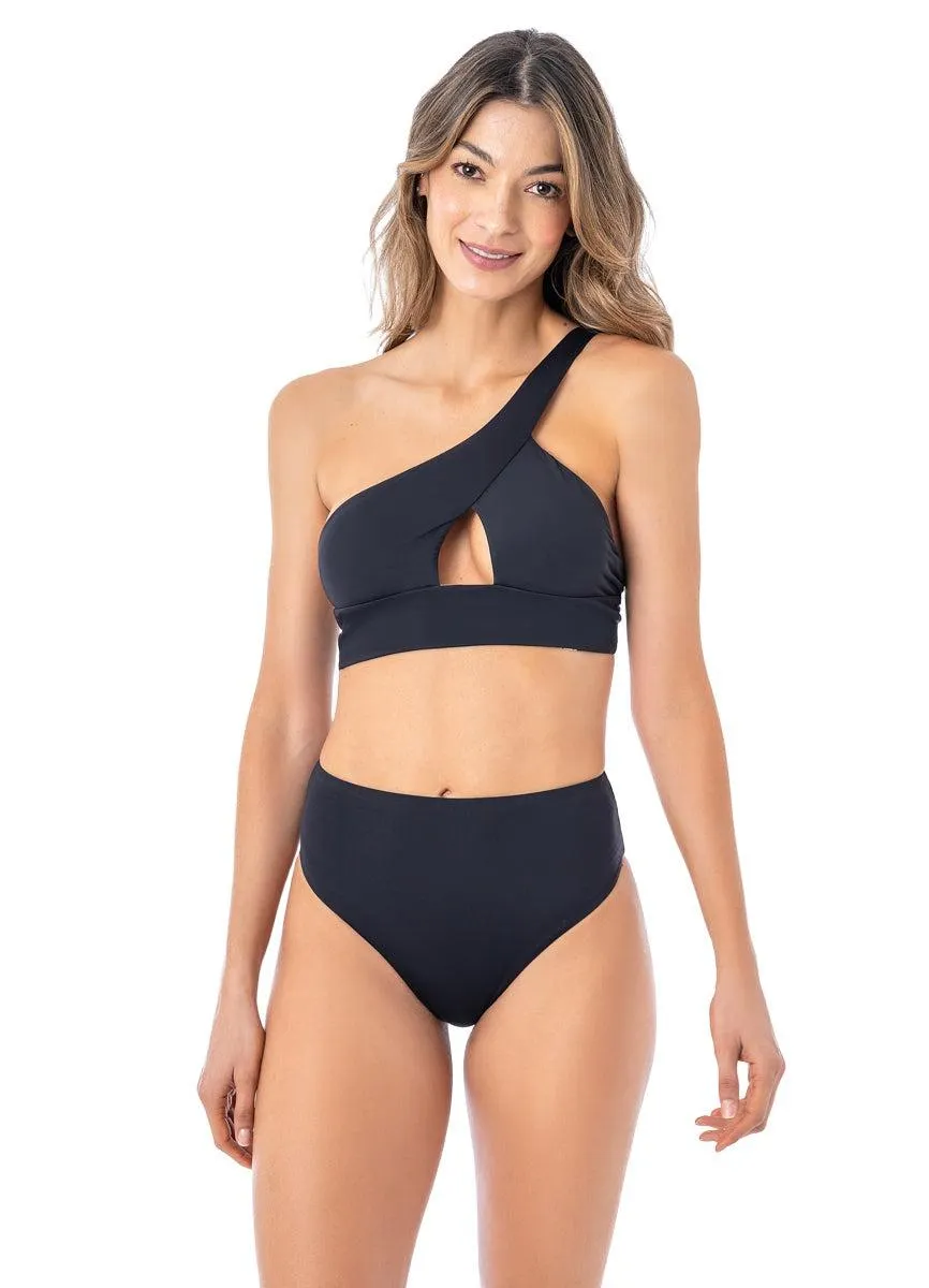 Ink Black Tamara One Shoulder Bikini Top