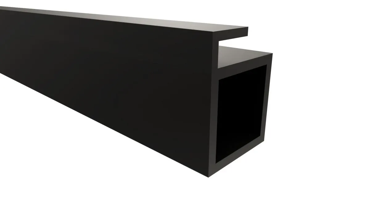 Perfil cubo modular soporte vidrio x 3m pintura negra