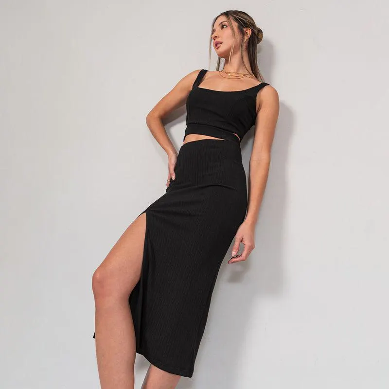 Falda Midi Talle Alto Precisa