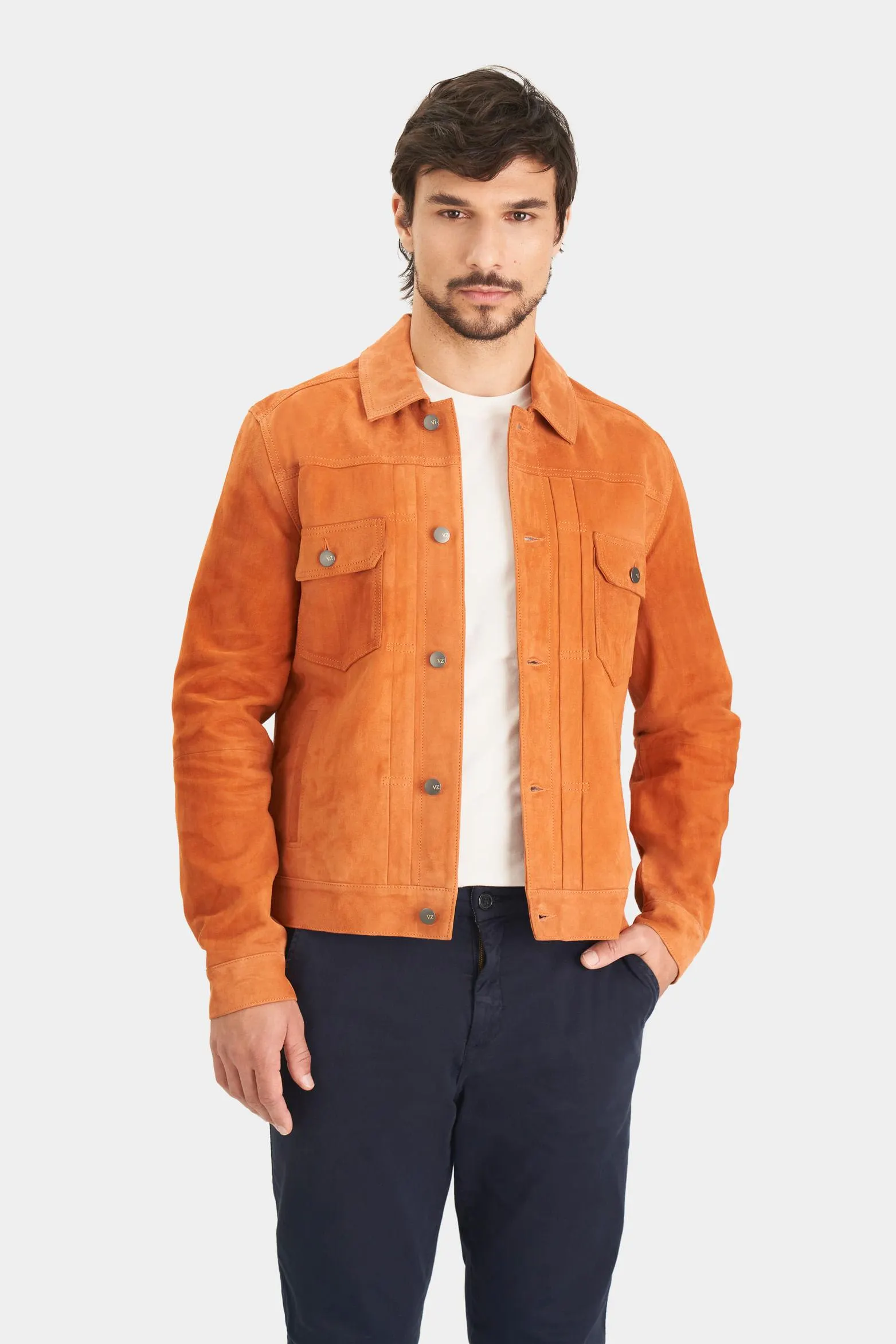 Chaqueta Zambeze de gamuza para hombre cuello camisero