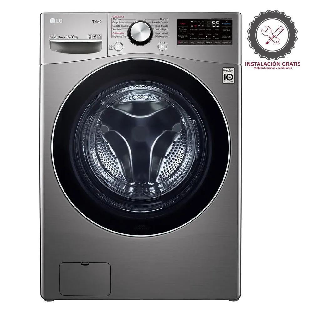 Lavadora secadora 16 kg silver LG WD16EG2S6
