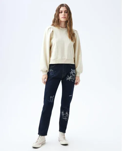 Jean Mom fit con manualidad para mujer