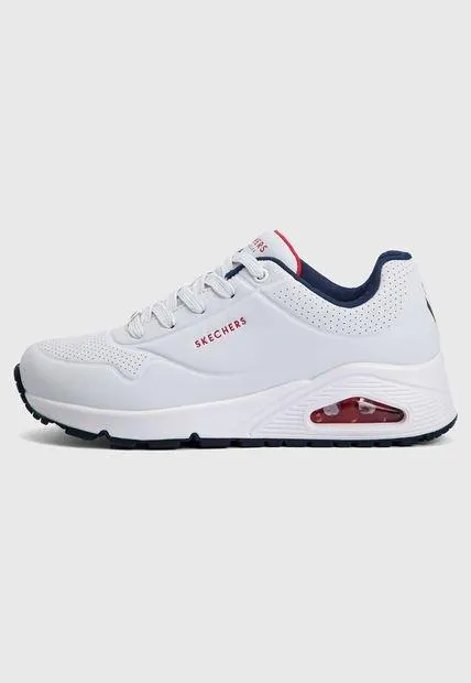 Tenis Lifestyle Azul Grisáceo-Blanco-Rojo Skechers Uno