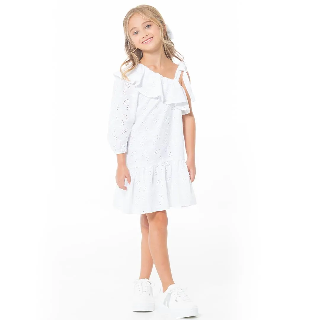 Eyelet Asymmetric Dress for girls