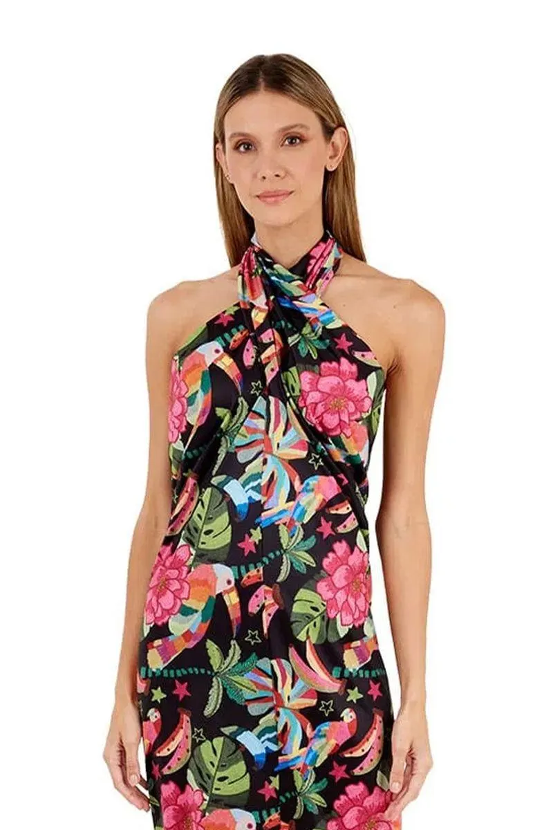 Vestido Largo Estampado Negro para mujer Tropico
