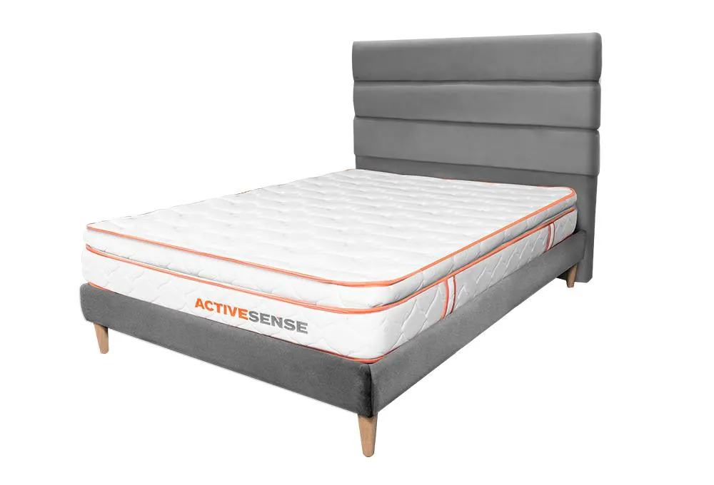 Combo Colchón Active Vali + Cabecero + Base Cama Plomo