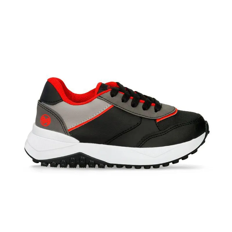 Tenis Casuales Negro-Gris Bubblegummers Rainer Niño