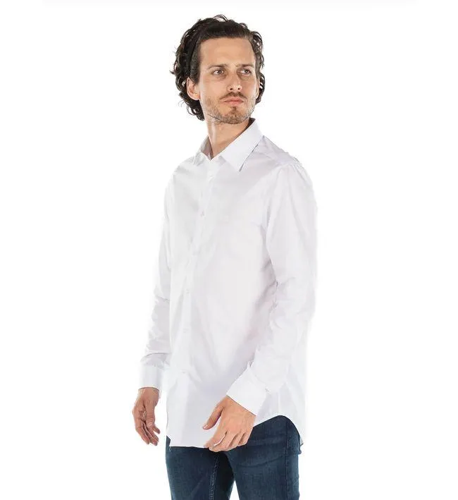 Camisa Blanca Manga Larga Slim Fit Para Hombre