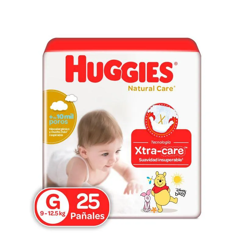 Panal Huggies Natural Care Talla G Pqte X 25 Und