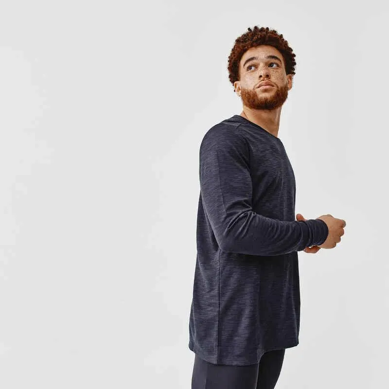 Camiseta Transpirable Manga Larga Hombre Running Dry+ Negra