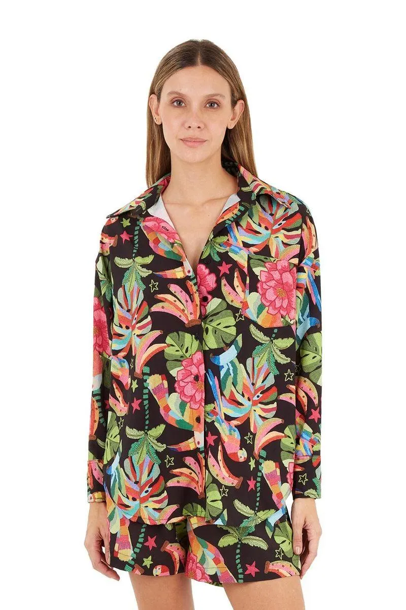 Camisa Manga Larga Estampado Negro para mujer Florence