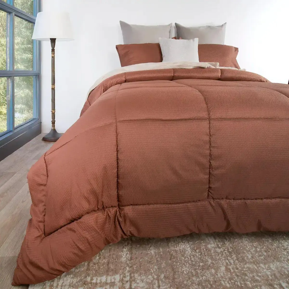 Plumón más fundón de almohada microfibra corrugado cacao