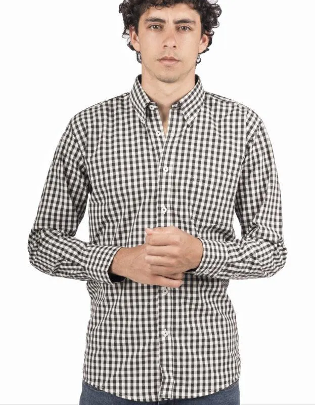 Camisa Manga Larga Cuadros Negros – Moldería informal