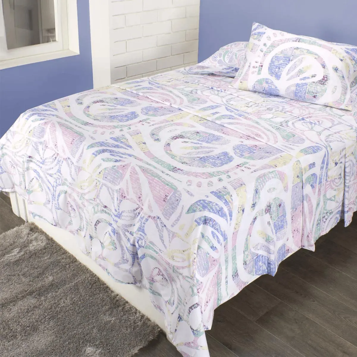 Juego de sábanas en tela 144 hilos estampado dulce