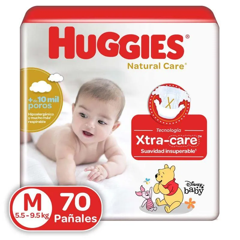 Panal Huggies Natural Care Talla M Pqte X 70 Und