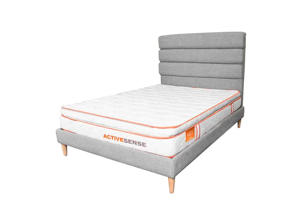 Combo Colchón Active Vali + Cabecero + Base Cama Gris