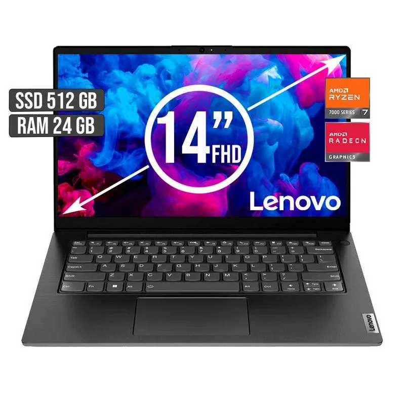 Portátil Lenovo AMD Ryzen 7 7730U 24GB RAM 512GB SSD 14" FHD