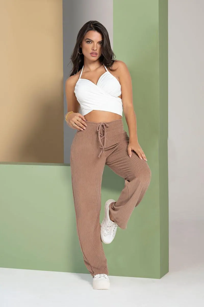 PANTALON BOTA RECTA RIB AFELPADO Caf