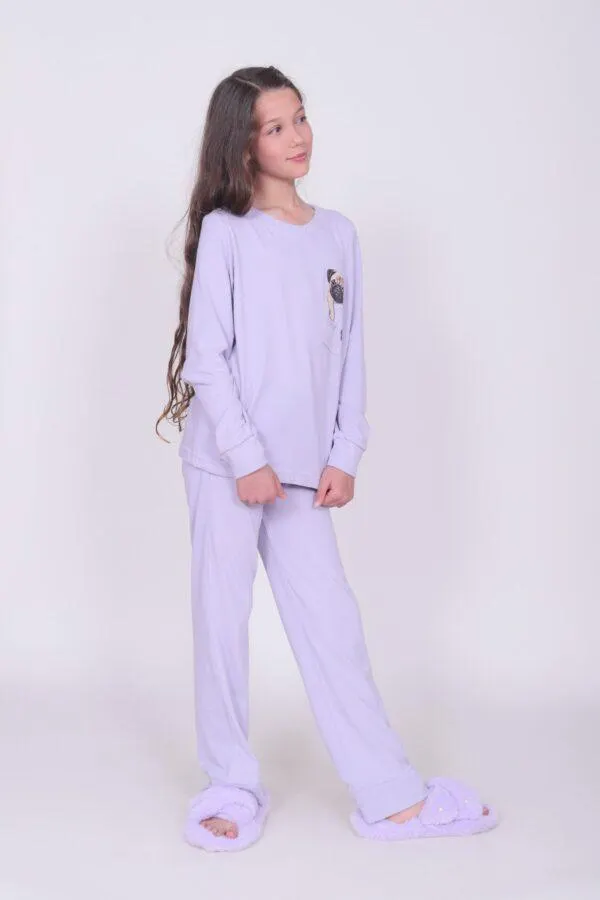 PIJAMA VERANO PUG LILA NIÑA M/L