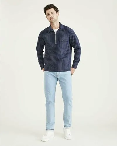 Camisas Dockers Half Zip Popover Shirt,Relaxed Fit Hombre Azules | QKRWB7836
