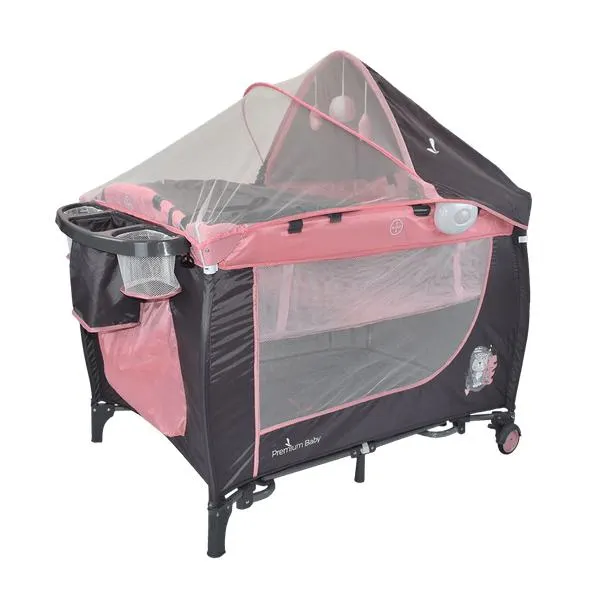 Corral Cuna Mecedora Nápoles Rosado - Premium Baby