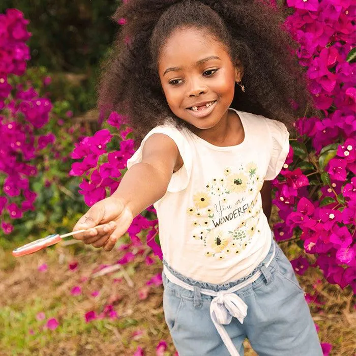 Camiseta Emilia marfil manga corta para niña