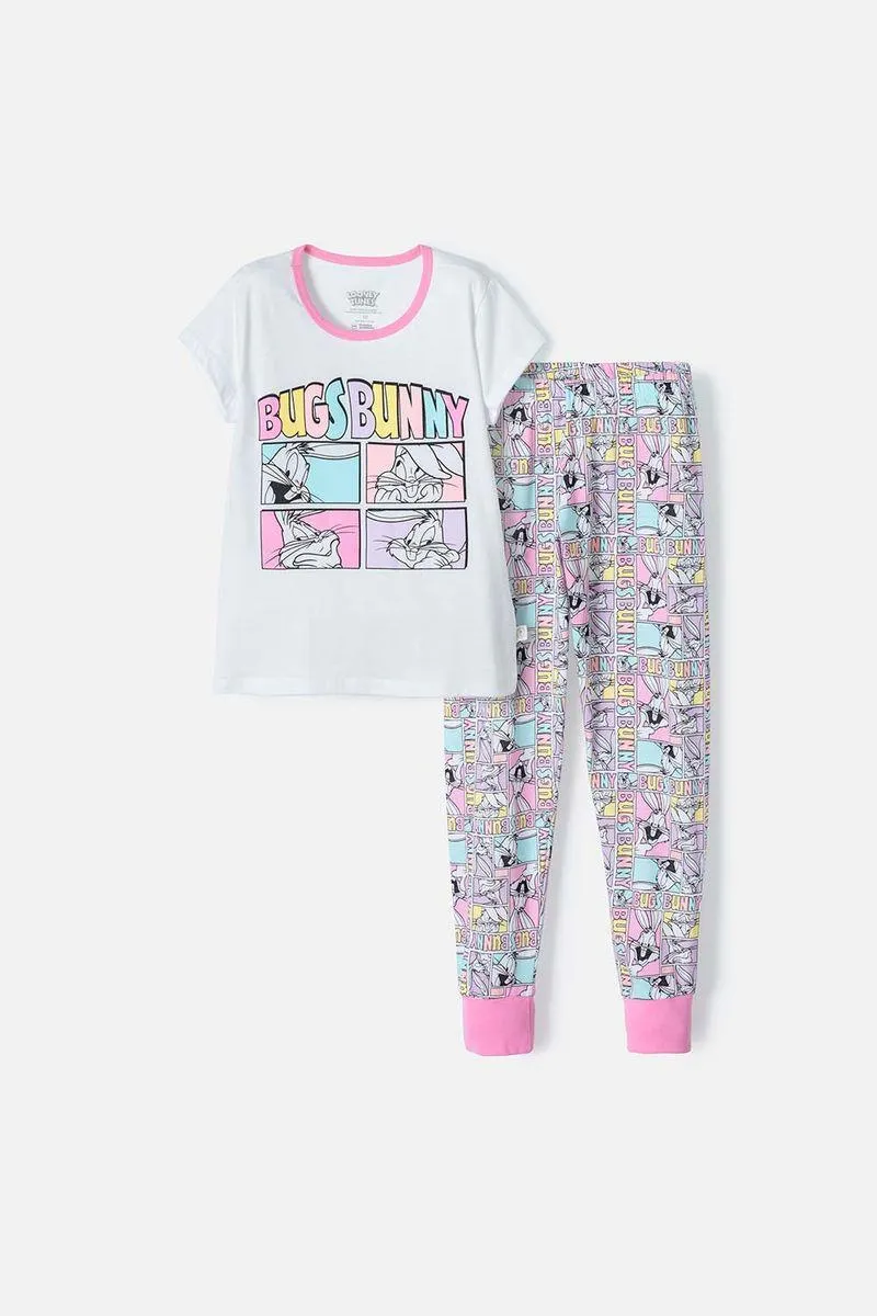 Pijama de Looney Tunes maga corta multicolor para niña