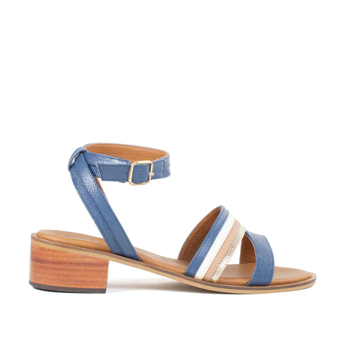 Sandalias de cuero color azul