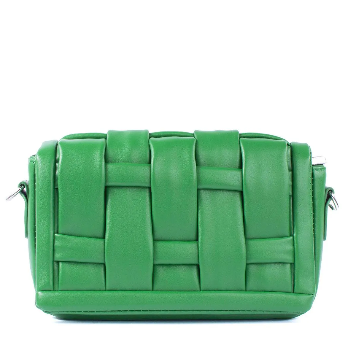 Bolso tipo bandolera color verde diseño acolchado y moderno