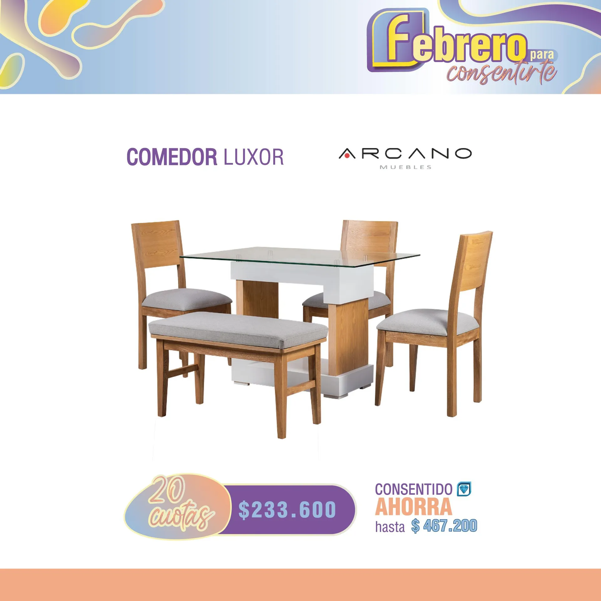 COMEDOR LUXOR 5 PUESTOS ARCANO