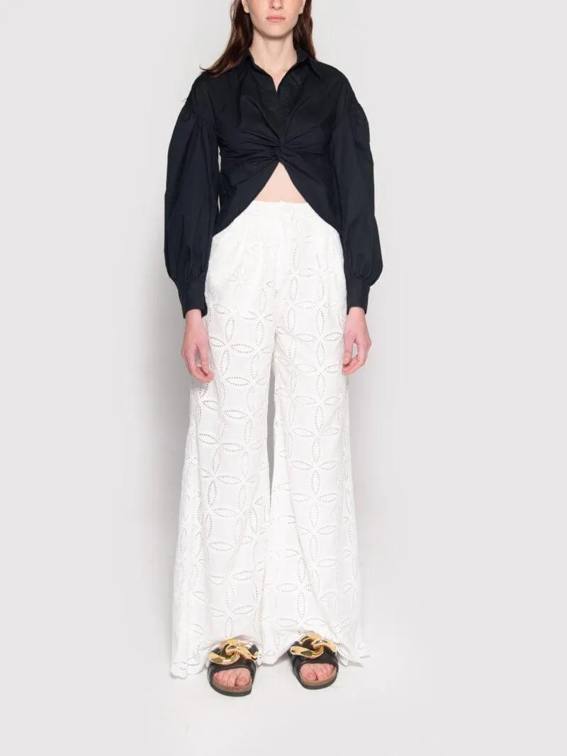 LOTUS IVORY EYELET PANTS