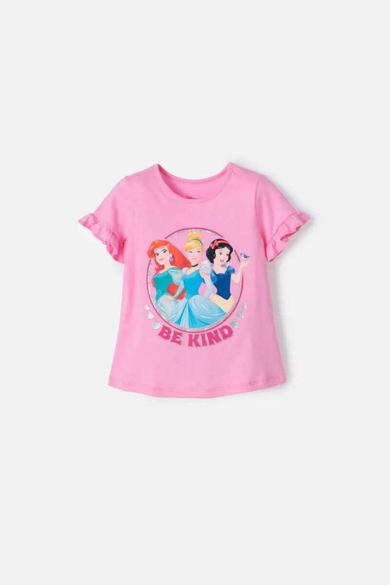 Camiseta de Princesas manga corta Rosado para niña 2T a 5T