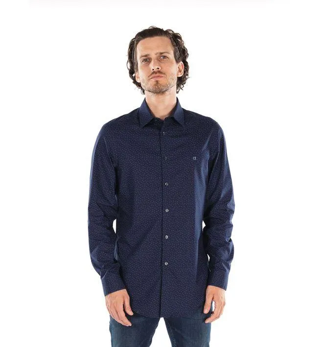 Camisa Azul Manga Larga Slim Fit Para Hombre