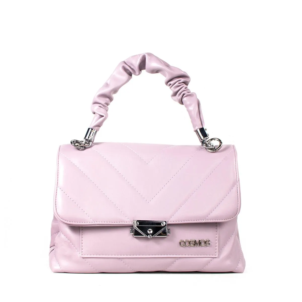 Bolso tipo bandolera color lila con broche, para dama