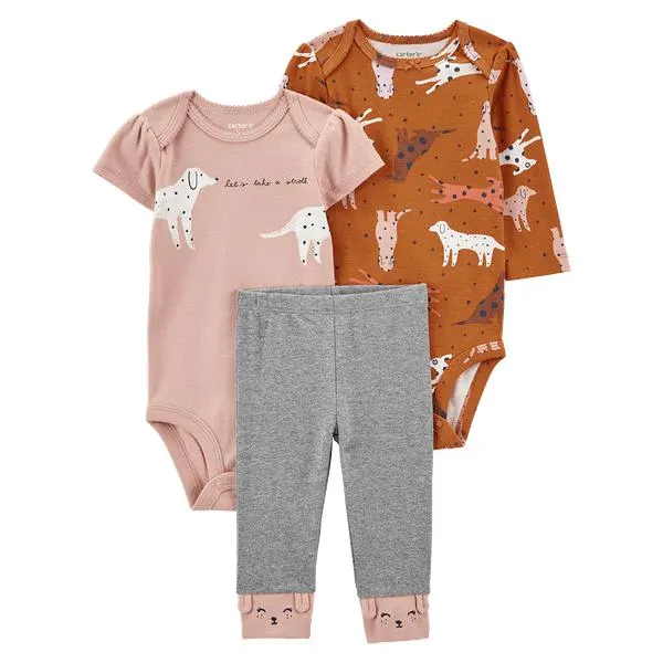 Set 2 Bodies y Pantalón Perritos Niñas - Carter's