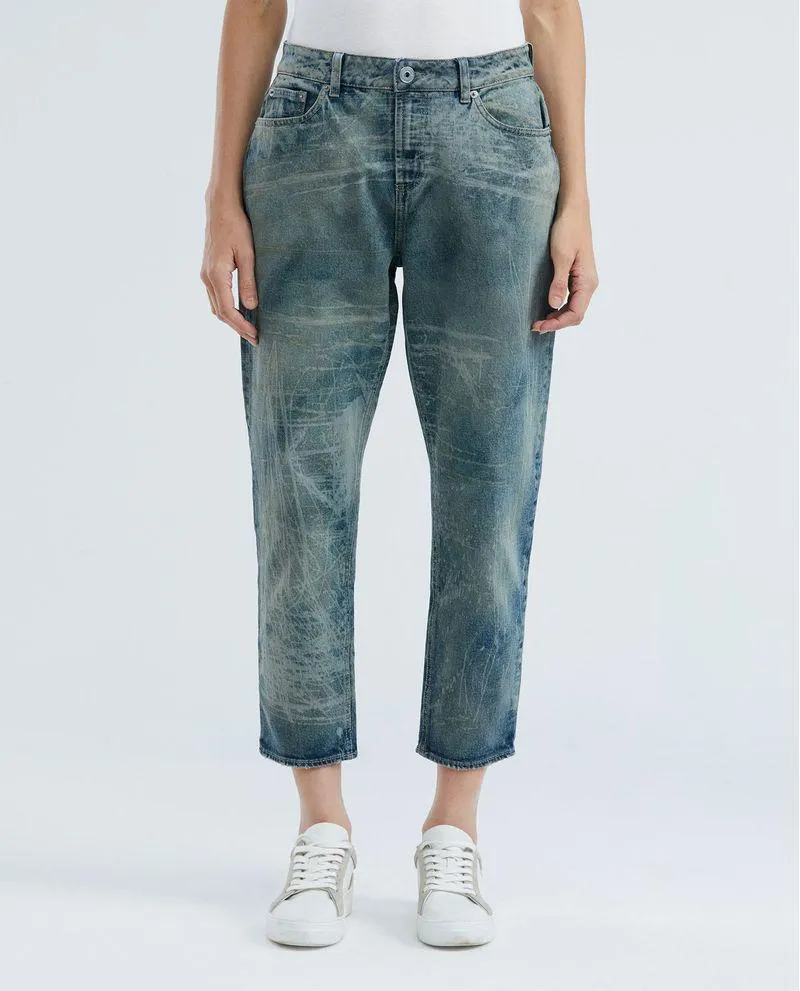 Jean de Mujer Medium Rise, Boyfit, Bota Skinny - Azul Oscuro