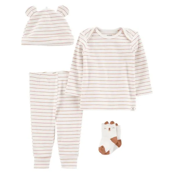 Set Camiseta, Pantalon, Medias y Gorro Rayas Unisex - Carter's