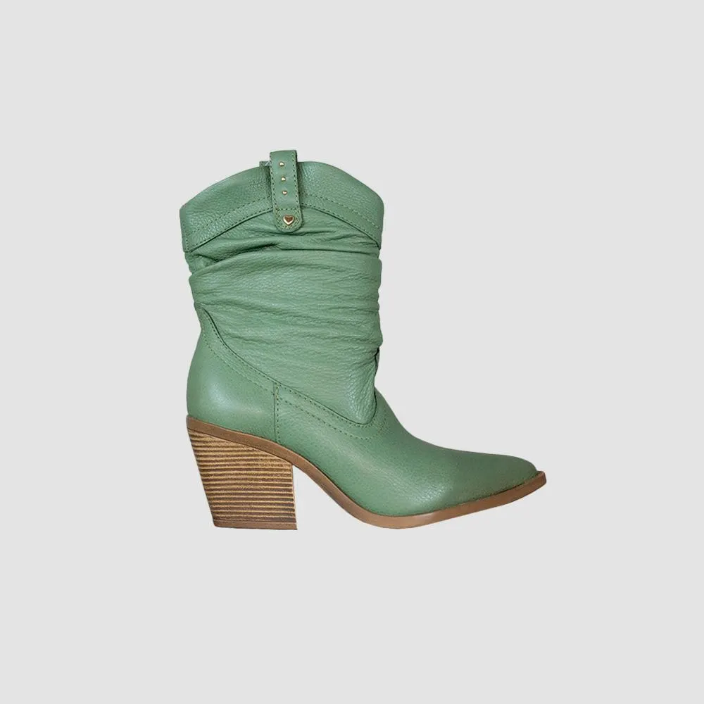 BOTINES PARA MUJER YURS CUERO VERDE