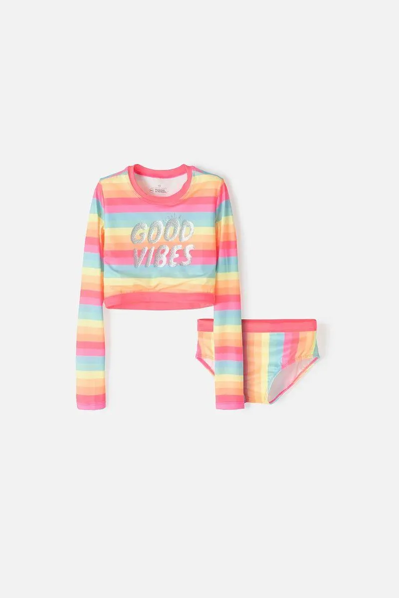 Conjunto de baño Mic manga larga multicolor para niña