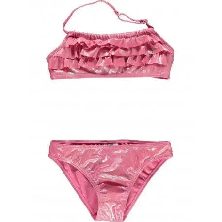 BIKINI CON ESTAMPADO BRILLANTE JUNIOR LOSAN REF 014-4006AL FUCSIA