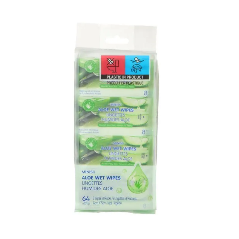 Toallitas Humedas de Aloe 8 Toallitas por 8 Paquetes