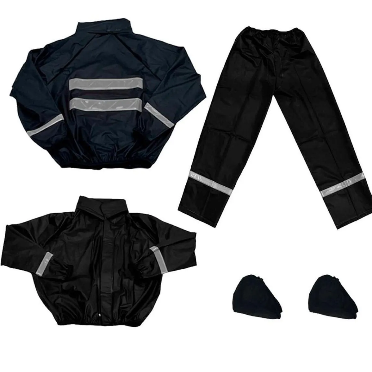 Impermeable Siliconado 4 Piezas C8 Tallas M Negro Blanco Resortado Wrk