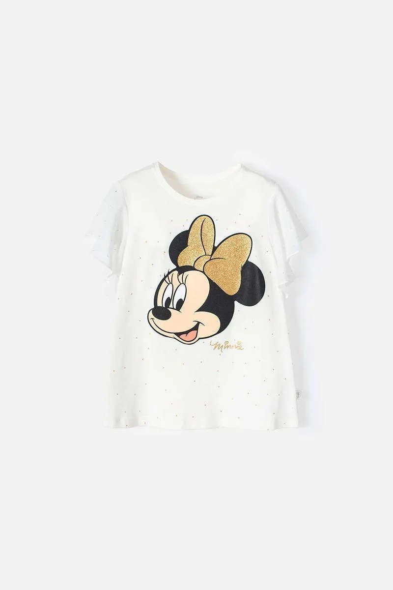 Camiseta de Minnie Mouse manga corta con bolero marfil para niña