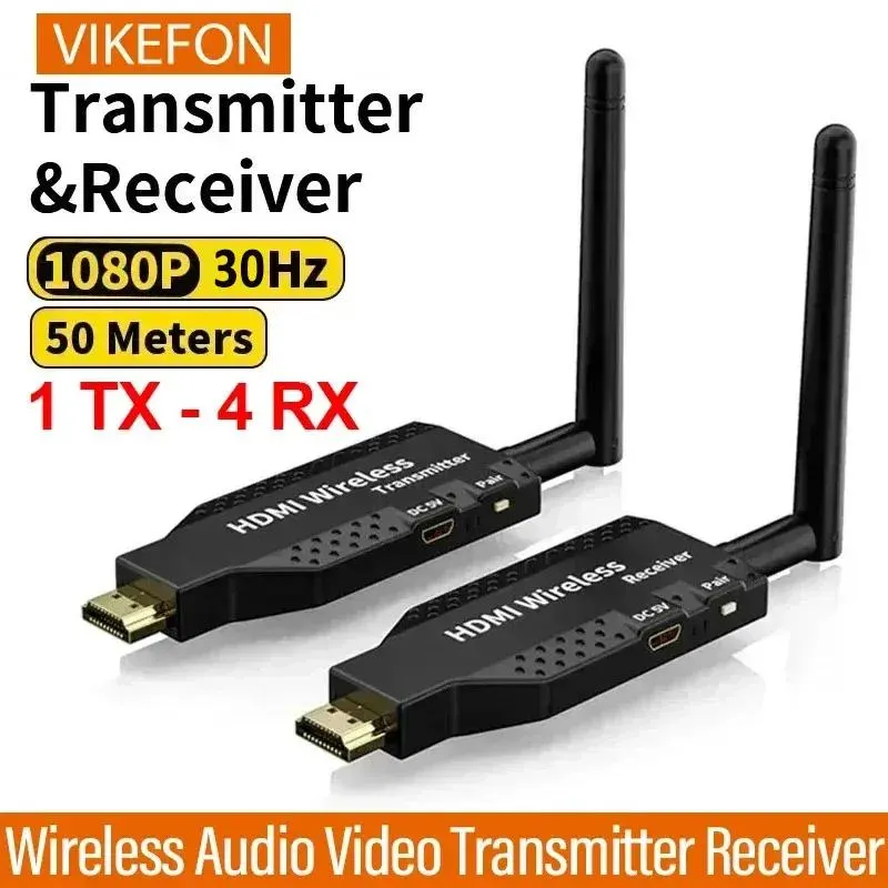 1080P 50M 5G HDMI Wireless Audio Video Transmitter Receiver Extender for 1 TX-4 RX PS4 Camera Laptop PC to TV Monitor Projector