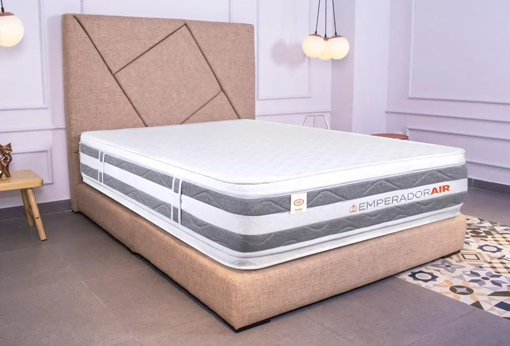 Combo Colchón Air Pantom + Cabecero + Base Cama Beige