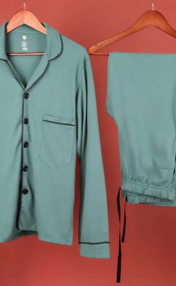 PIJAMA CLASICA BOTONES BAVARA VERDE MUJER M/L